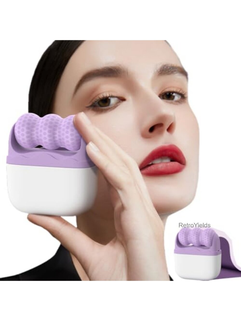 2-in-1 Ice Roller for Face & Eyes, Facial Massager for Puffiness & Migraines